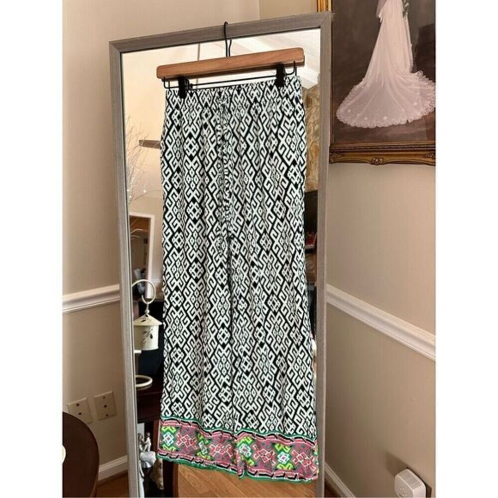 Crown & Ivy Patterned Wide Leg Drawstring Pants XS - Picture 2 of 4